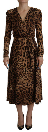 Dolce & Gabbana Brown Leopard Wrap A-line Maxi Viscose Dress -   -  Dolce & Gabbana.